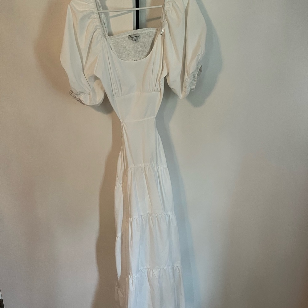 Elegant White Puff Sleeve Dress